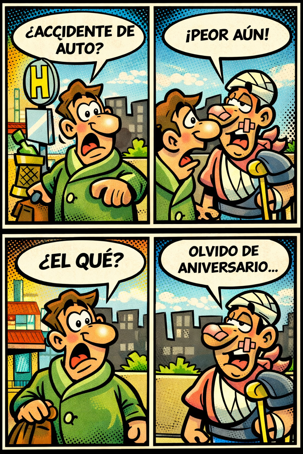 Comic en español, humor, accidentes