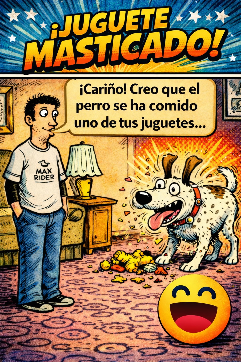 Juguete masticado, humor adulto, mascotas,