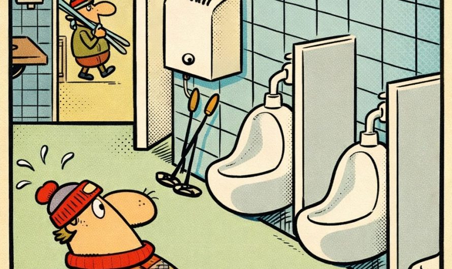 Problemas en el baño, humor de esquiadores