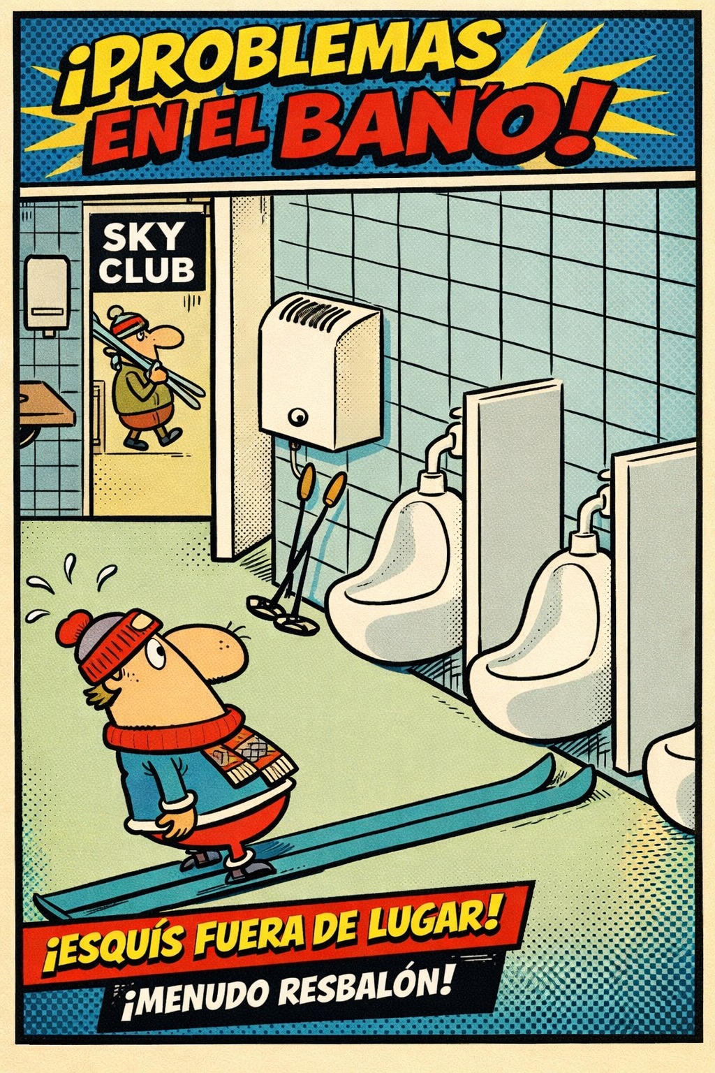 Problemas en el baño, humor de esquiadores
