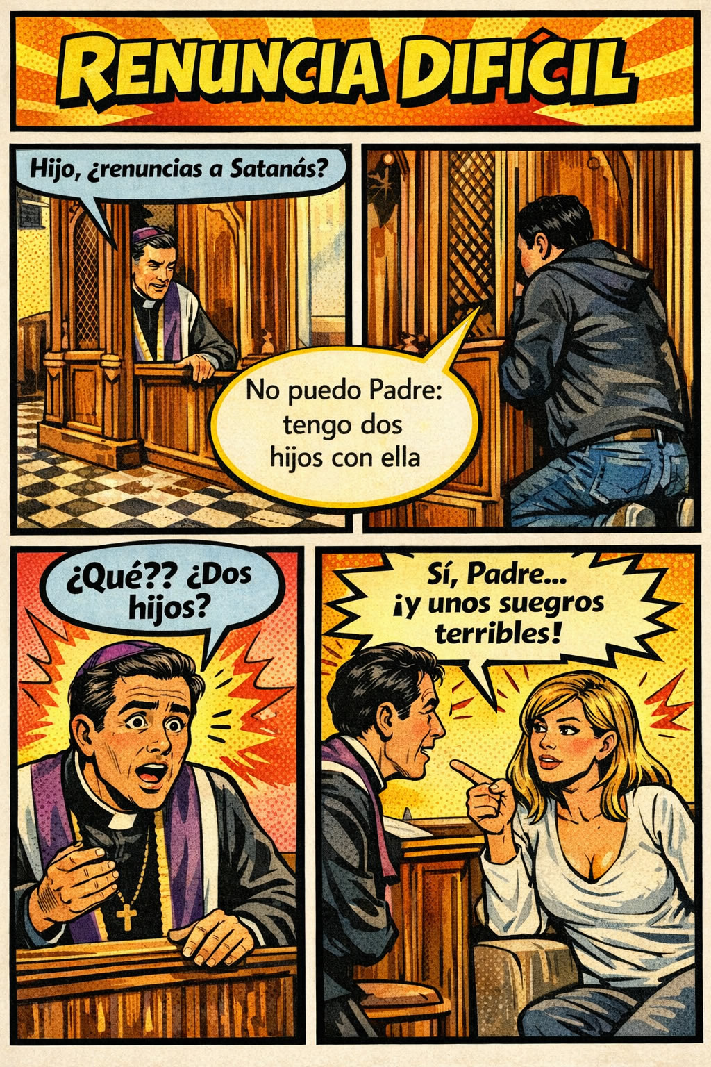 Renuncias a Satanás, comic, humor parejas Y unos suegros terribles...