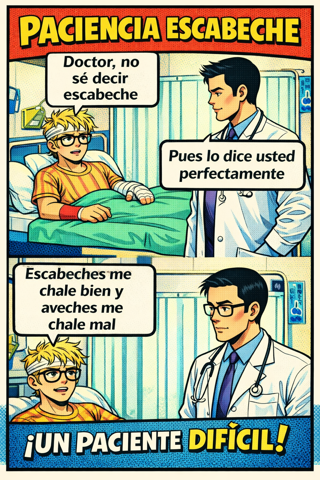 Un paciente dificil, viñetas de humor, comic popart