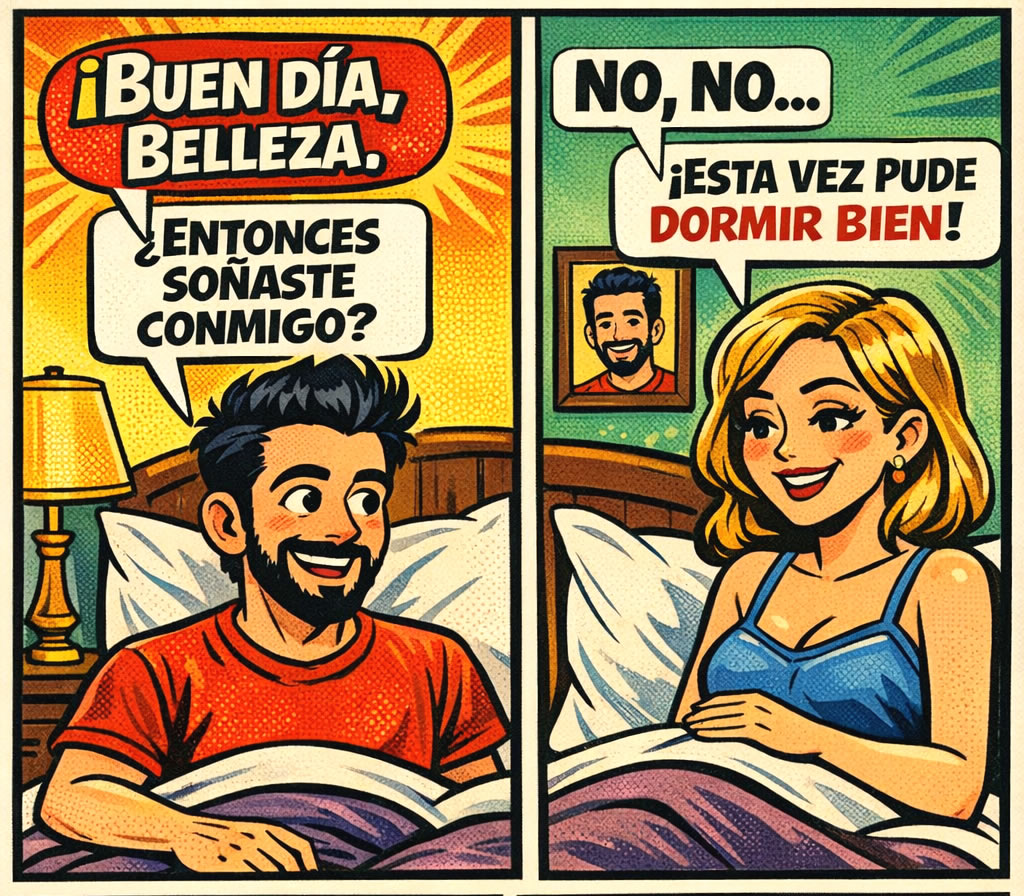 ¡BUEN DÍA, BELLEZA. ¿ENTONCES SOÑASTE CONMIGO? NO, NO… ¡ESTA VEZ PUDE DORMIR BIEN!