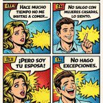 conversaciones de matrimonios, humor, comics de risa, pop art