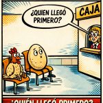 huevo, gallina, dilema, humor,karakarton humor, tenga sentido del humor