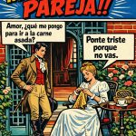 parejas humor, dilemas, matrimonios, comic en español, pop art, comic retro