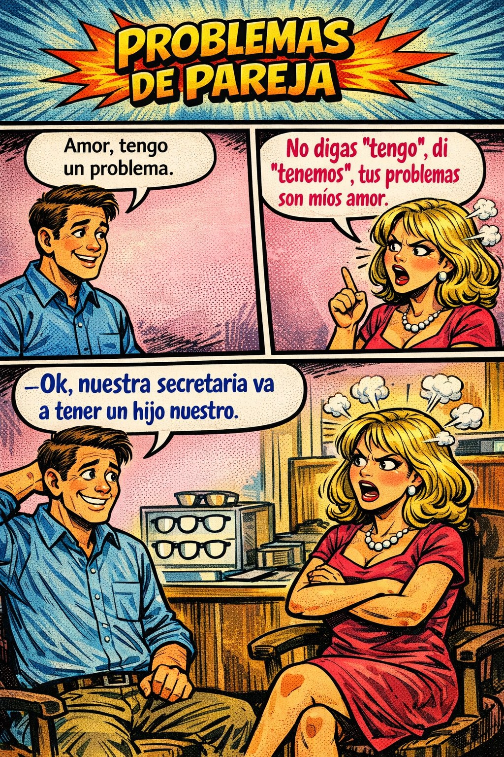 Problemas de parejas, Viñetas de humor, infidelidades