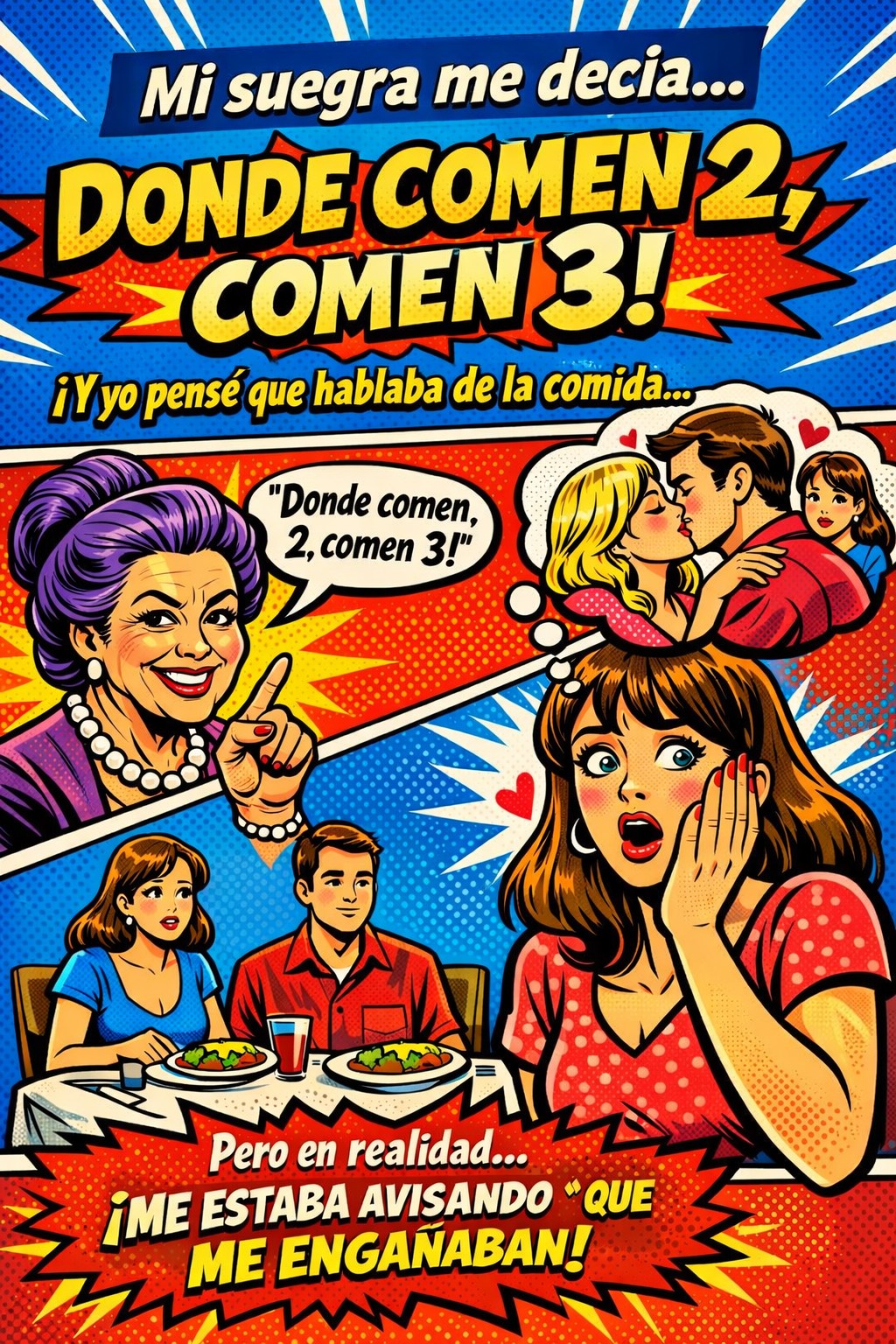 suegras, humor, infidelidades, engaños, comics pop art, retro