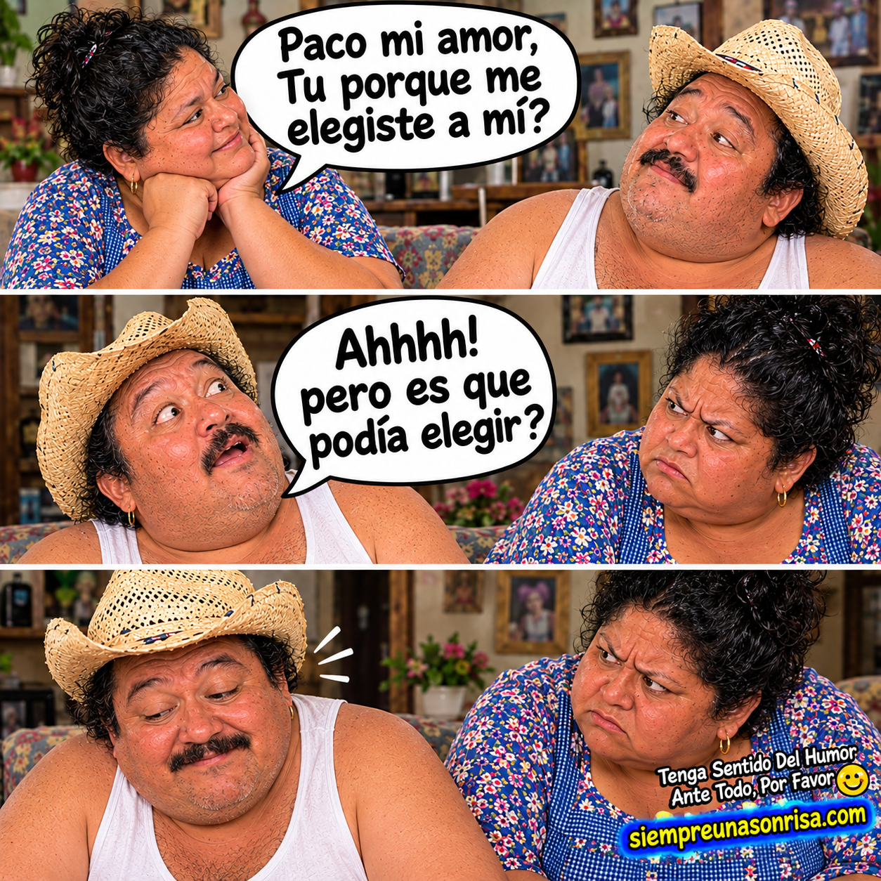 amor con humor, risas, paco, esposa, preguntas,memes en español