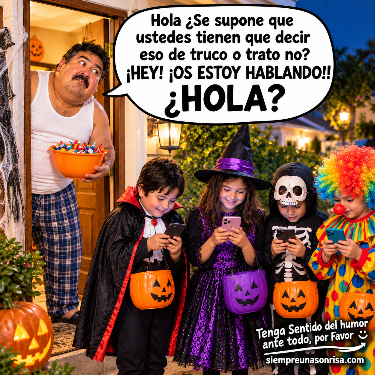 humor halloween, niños, truco o trato, memes de risa