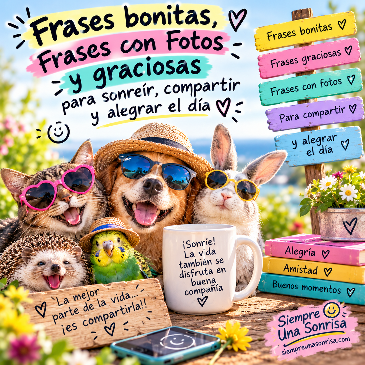 Frases bonitas, Frases con Fotos y graciosas para sonreír, compartir y alegrar el día