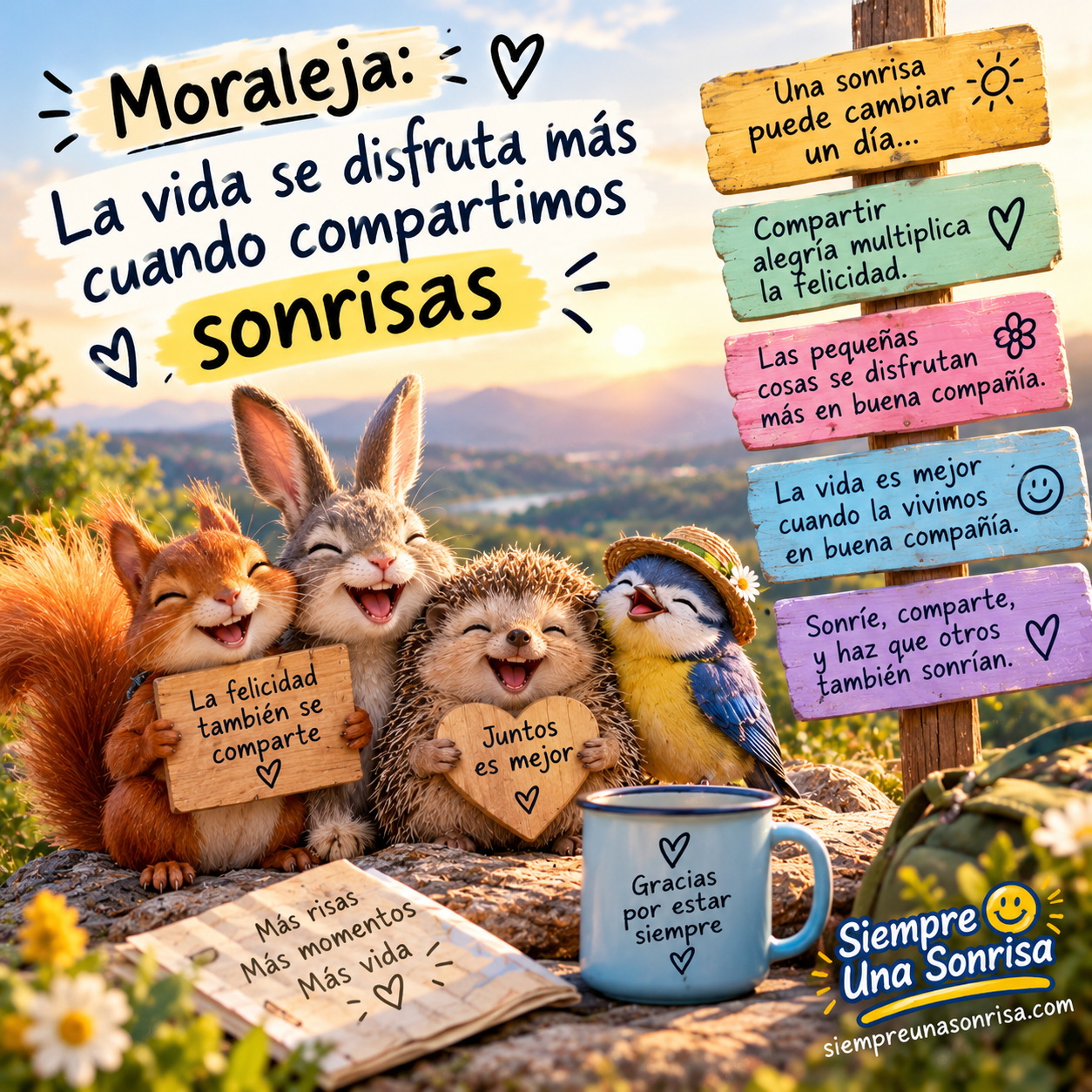 Moraleja: la vida se disfruta más cuando compartimos sonrisas