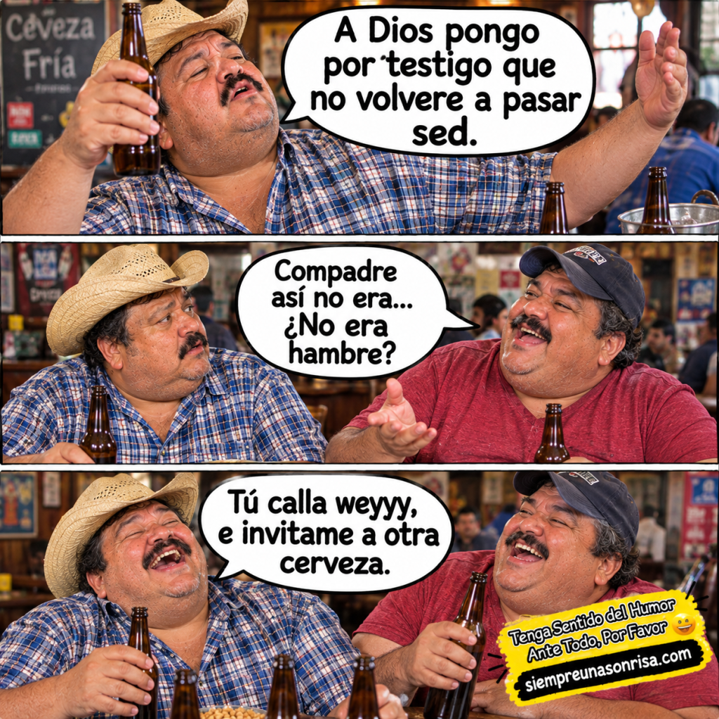 chistes, humor, cerveza, compadres, bar, amigos, humor mexicano, chiste corto, bromas graciosas