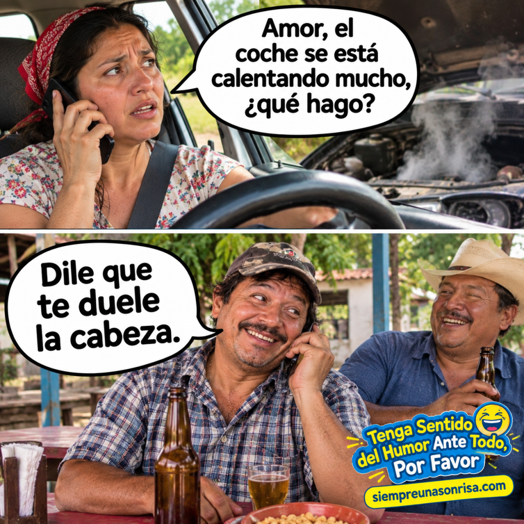 humor de matrimonios, chistes de parejas, marido y mujer, humor rural, humor cotidiano, coches,