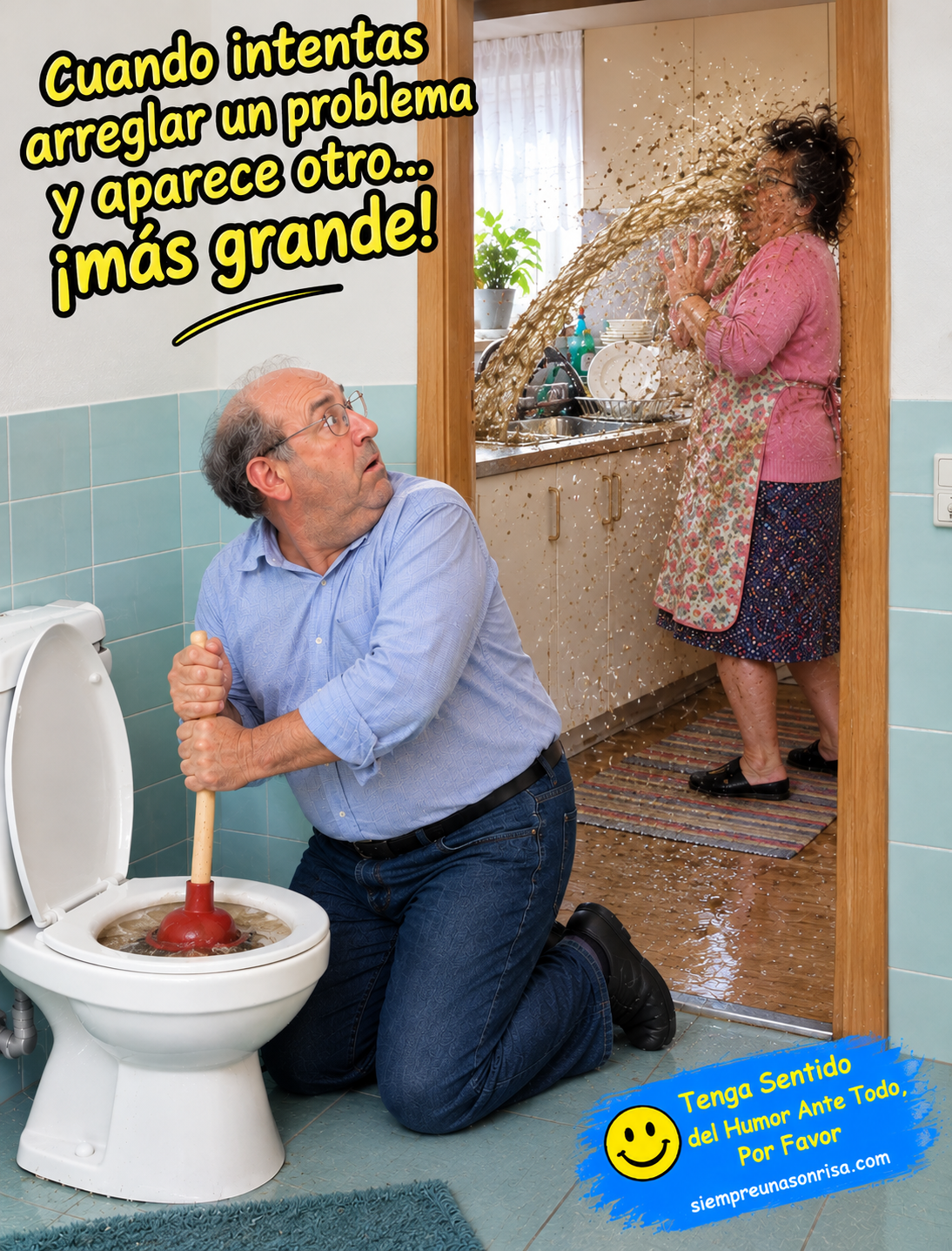 humor en casa, humor cotidiano, memes graciosos, humor matrimonial, situaciones divertidas, averías domésticas, humor de pareja, Siempre una Sonrisa