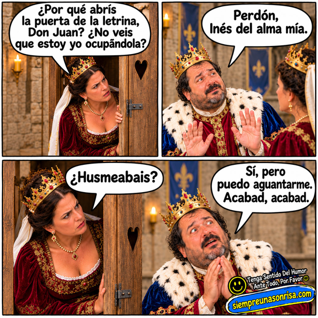 humor, memes graciosos, chistes, risas, humor medieval, Don Juan, reina Inés, chistes divertidos, imágenes graciosas,