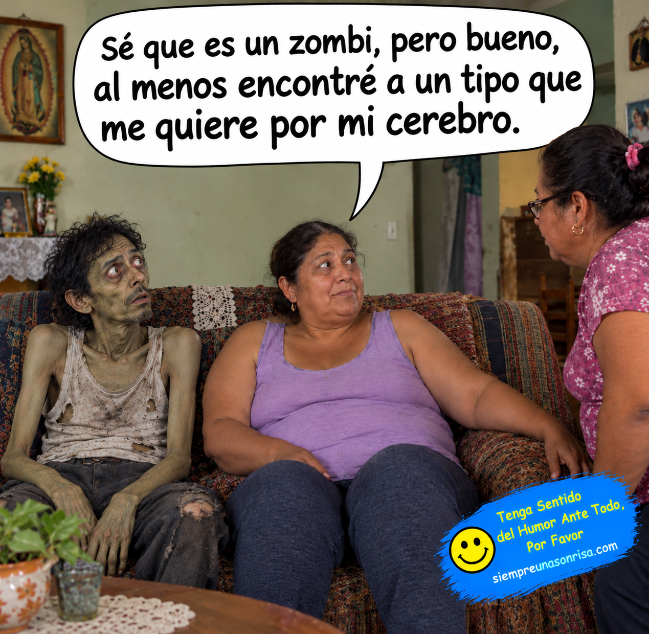 meme de zombi, humor de pareja, chistes de amor, memes graciosos, humor absurdo