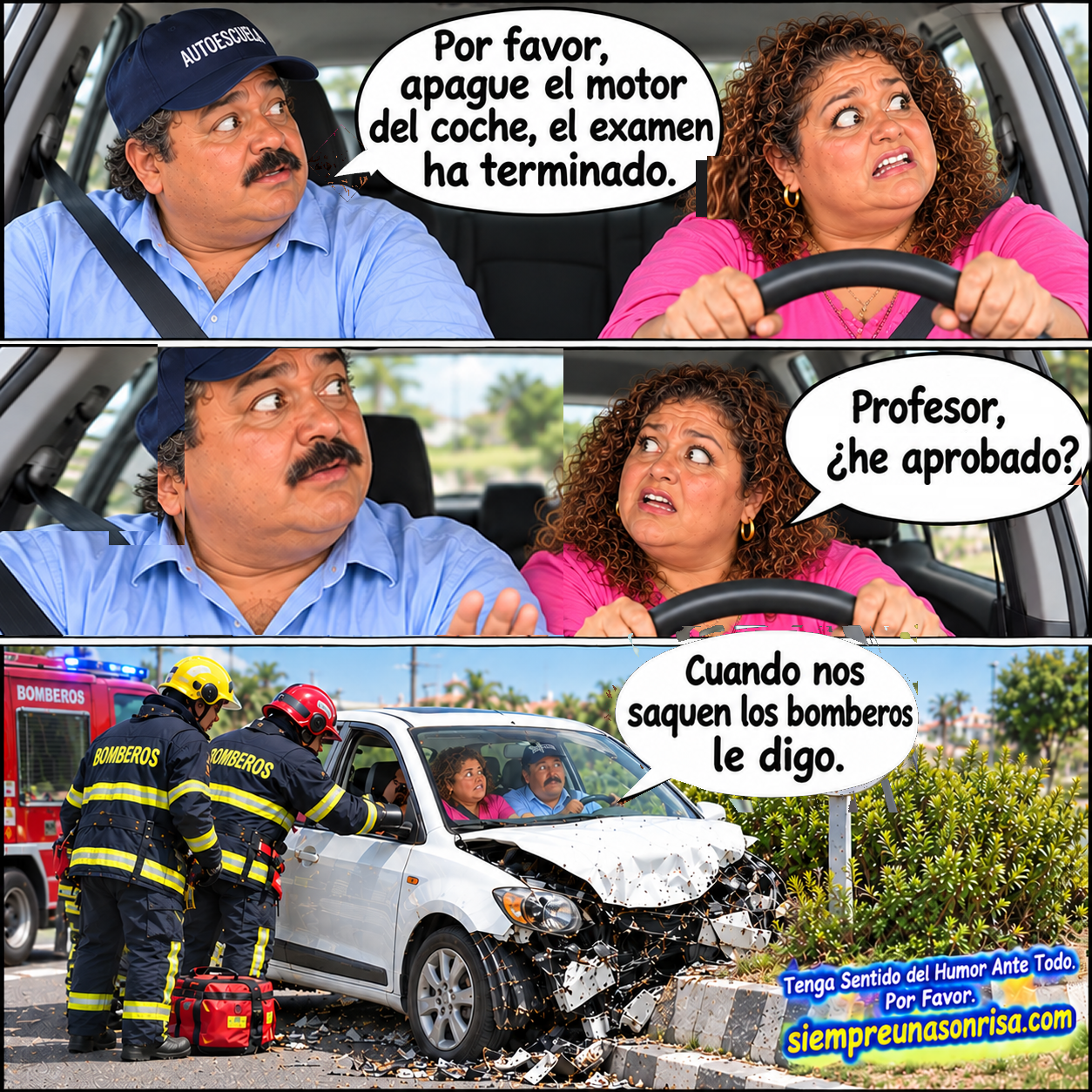 memes divertidos, siempre una sonrisa, humor, profesor y alumna, autoescuela, carnet de conducir, bomberos