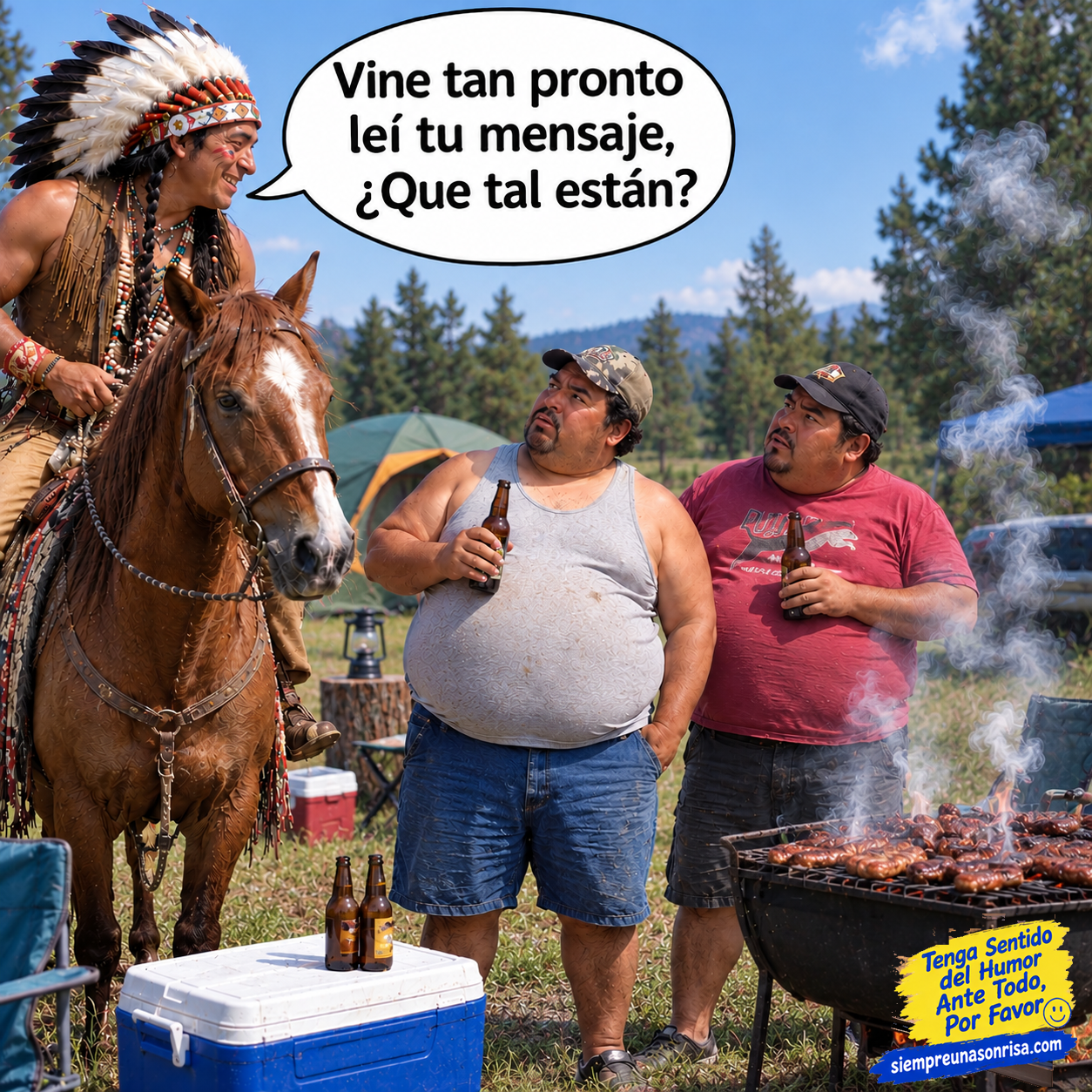 siempre unas risas barbacoas, señales de humo, indios, memes de humor
